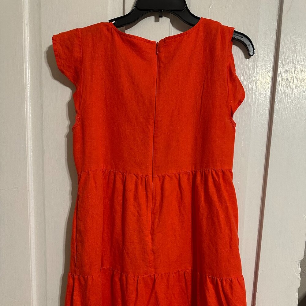 Goodthreads Women's Relaxed-Fit Washed Linen Blend Flutter-Sleeve Peasant Dress